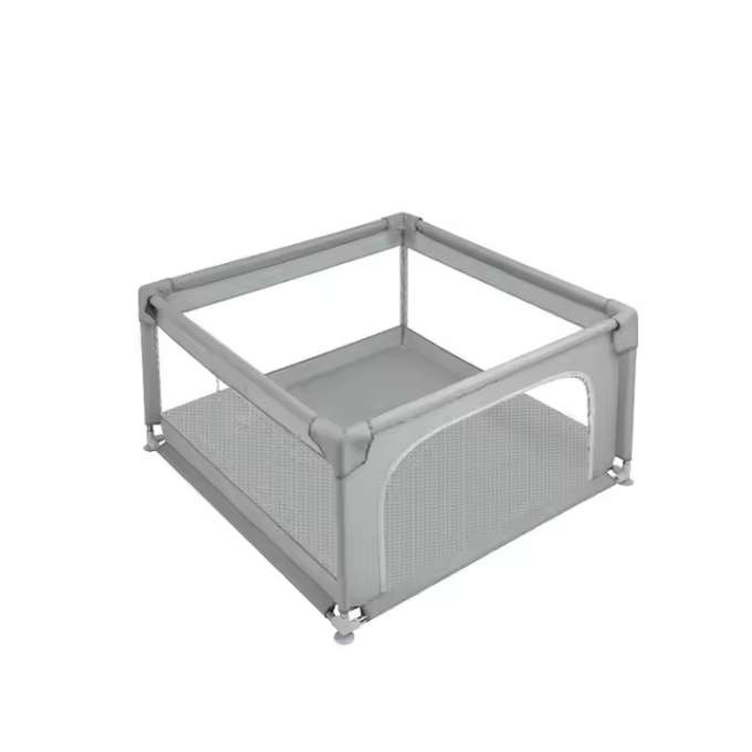 Tarc de joaca pentru copii prevazut cu fereastra de acces cu fermoar, cadru din otel, asamblare simpla, dimensiune 120 x 120 cm Grey [1]