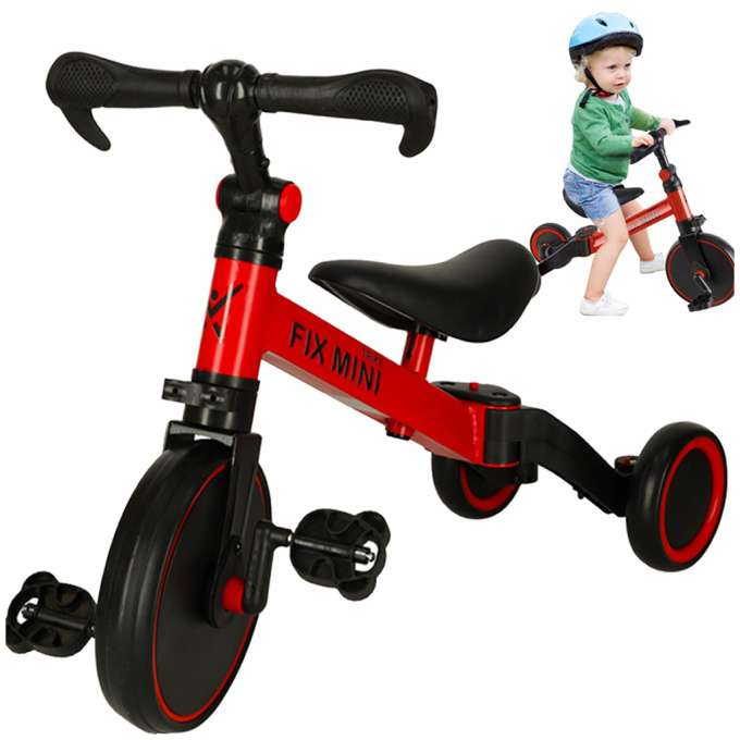 Tricicleta / bicicleta de echilibru Trike Fix Mini 3 în 1 cu pedale , culoare ROSU [1]