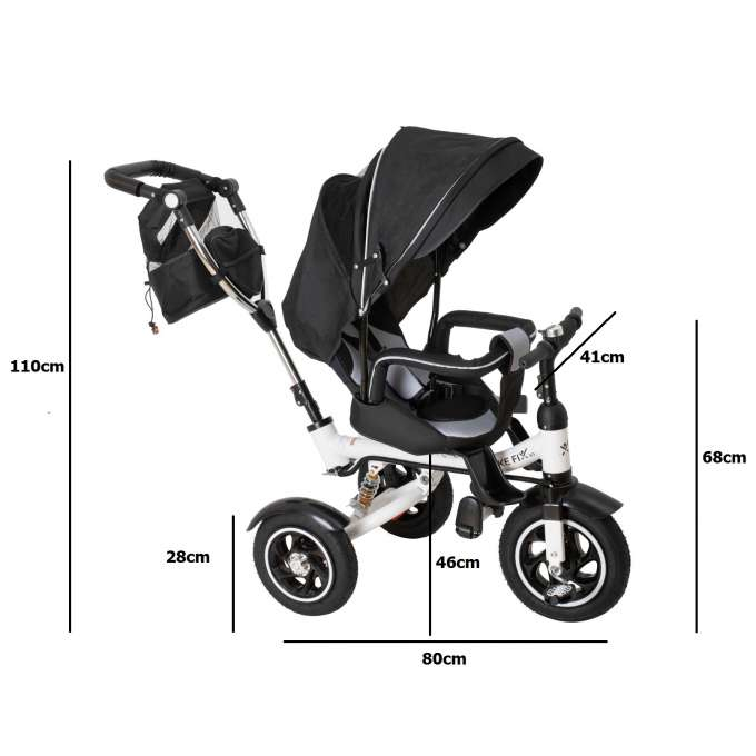 Tricicletă Trike Fix 3 în 1 cu copertină pivotantă reglabilă,  V3 neagră [8]