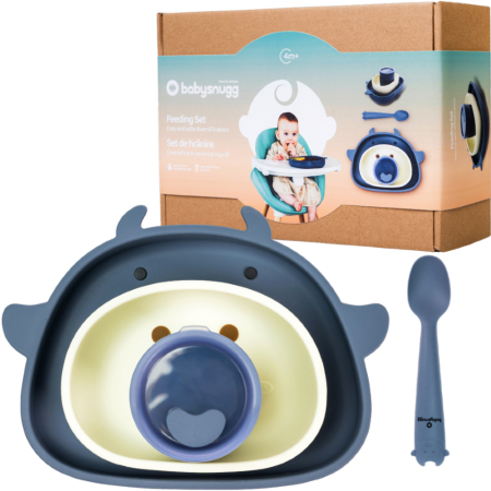 Set hranire bebelusi pentru diversificare din silicon, 6+ luni, Albastru