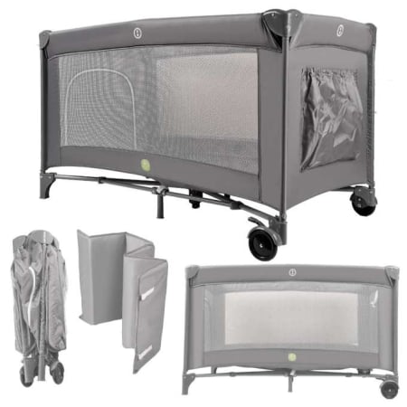 Patuțuri Pliabile - Pătuț de călătorie pliabil cu saltea maxim 15 kg, gri