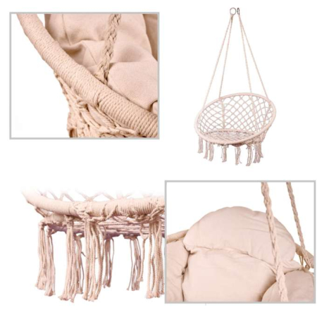 Balansoar de grădină , cuib de barză cu pernă ecru XXL, 80 cm, 120 kg [3]