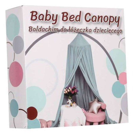 Baldachin pentru pat copii tip cort suspendat albastru 280 cm [8]