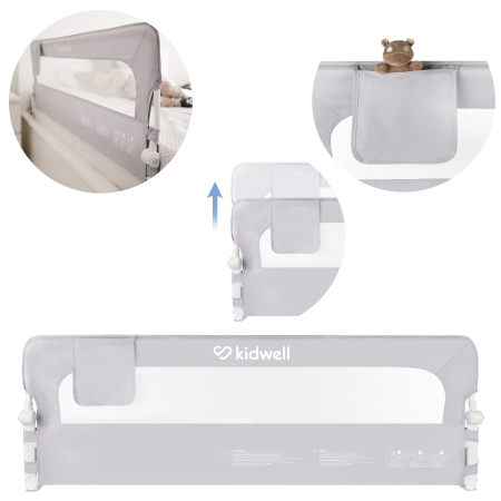 Bariera de protectie pentru pat copii Kidwell CORI Gray, 150 cm [10]