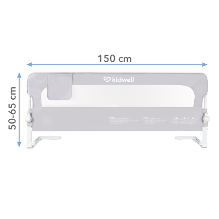 Bariera de protectie pentru pat copii Kidwell CORI Gray, 150 cm [7]