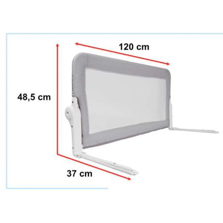 Barieră de siguranță pentru pat, 120 cm, gri [2]