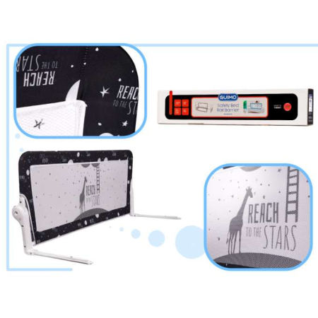 Barieră de siguranță pentru pat, 120 cm, neagră [3]