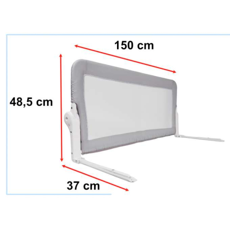Barieră de siguranță pentru pat 150 cm gri [4]