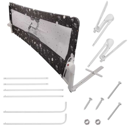 Barieră de siguranță pentru pat, 200 cm, negru [6]