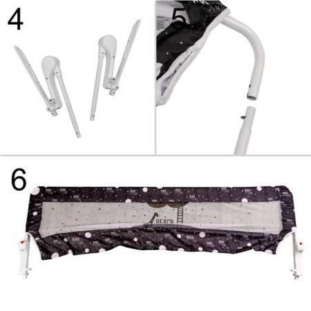 Barieră de siguranță pentru pat, 200 cm, negru [4]