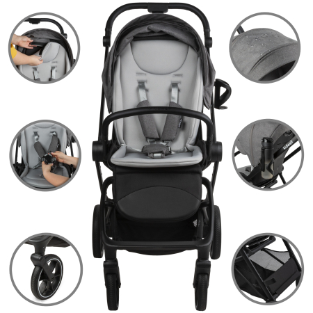 Cărucior multifunctional 2in 1 VELMONT, gri [2]