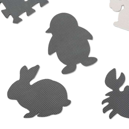 Covor tip puzzle spuma , 9 piese, gri-ecru, antiderapant, 85x85x1cm [6]