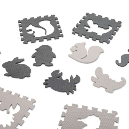 Covor tip puzzle spuma , 9 piese, gri-ecru, antiderapant, 85x85x1cm [7]