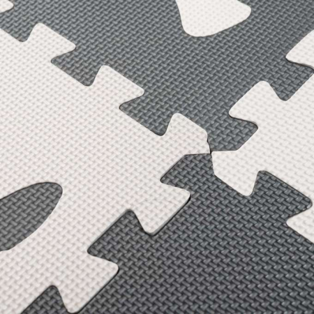 Covor tip puzzle spuma , 9 piese, gri-ecru, antiderapant, 85x85x1cm [3]