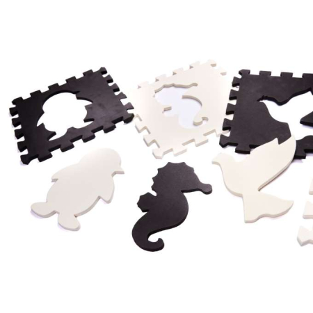 Covoras de joaca pentru copii din spuma EVA puzzle negru-ecru 25 piese [5]