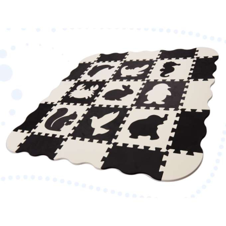 Covoras de joaca pentru copii din spuma EVA puzzle negru-ecru 25 piese [7]