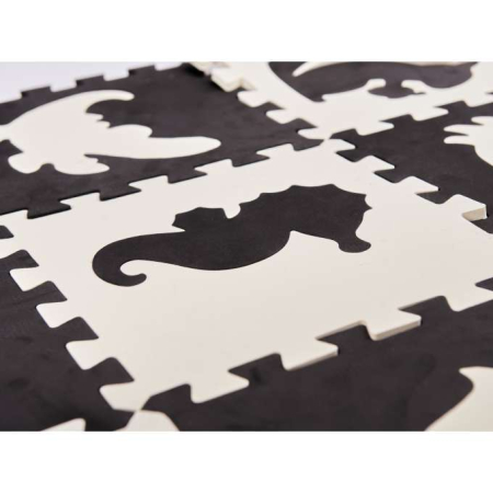 Covoras de joaca pentru copii din spuma EVA puzzle negru-ecru 25 piese [4]