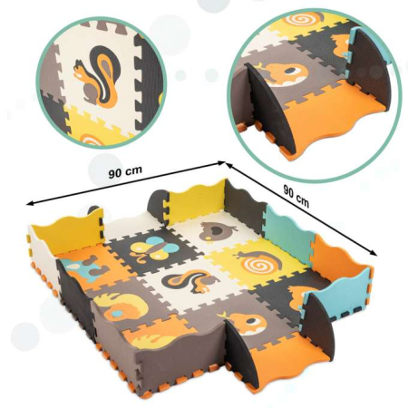 Covoras de joaca si tarc pentru copii din spuma EVA puzzle cu animale 25 piese [9]