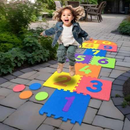 Covoraș din spumă, joc puzzle șotron, 11 buc [4]