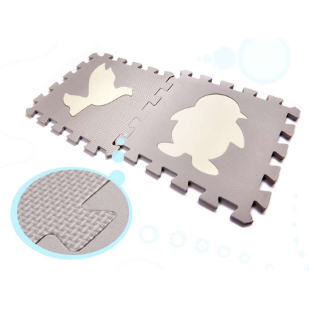 Covoraș educativ din spumă, puzzle, gri-bej, 36 de elemente, 150x150cm [3]