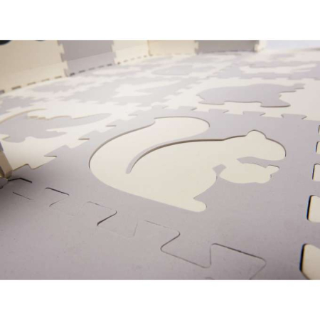 Covoraș educativ din spumă, puzzle, gri-bej, 36 de elemente, 150x150cm [7]