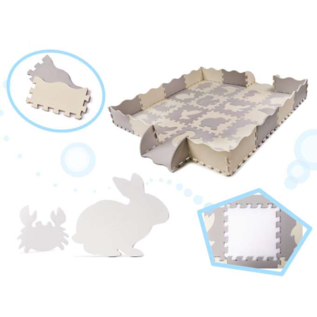 Covoraș educativ din spumă, puzzle, gri-bej, 36 de elemente, 150x150cm [1]