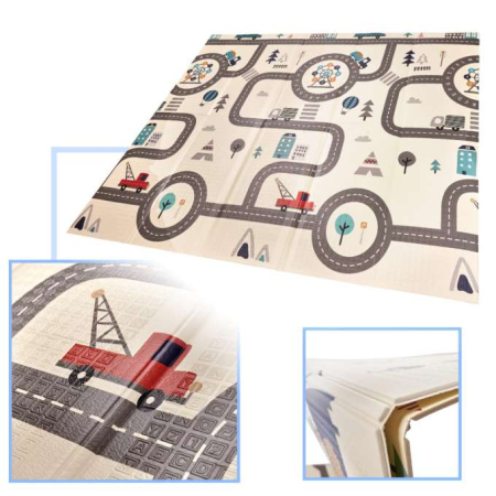 Covoraș educativ tip puzzle ,pliabil din spumă, față-verso, 180 x 200 cm, stradă/pădure [5]