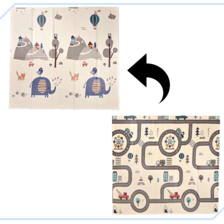 Covoraș educativ tip puzzle ,pliabil din spumă, față-verso, 180 x 200 cm, stradă/pădure [6]