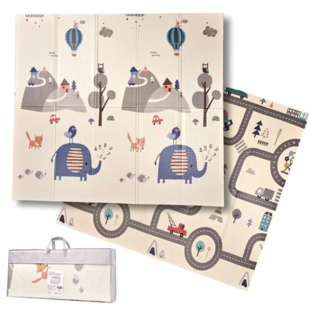 Covoraș educativ tip puzzle ,pliabil din spumă, față-verso, 180 x 200 cm, stradă/pădure [0]