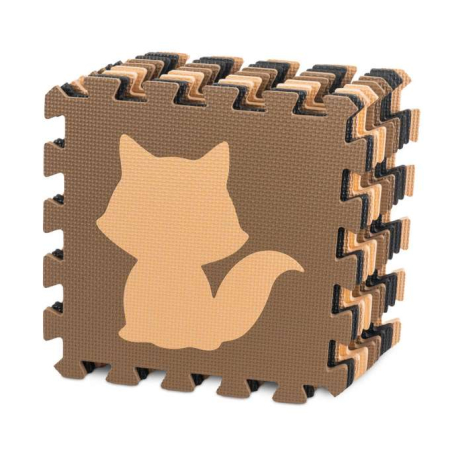 Covoraș puzzle din spumă pentru copii 9 el. bej-maro-negru 85cm x 85cm x 1cm [8]