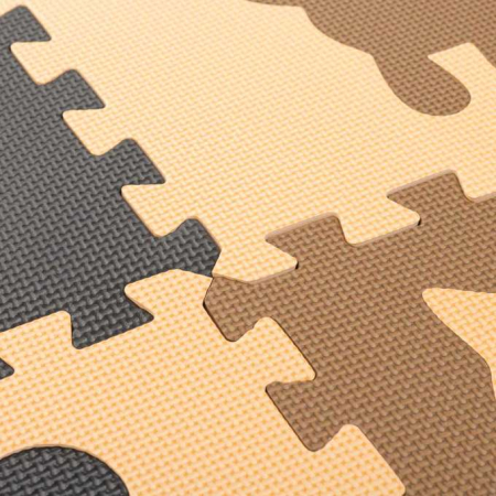 Covoraș puzzle din spumă pentru copii 9 el. bej-maro-negru 85cm x 85cm x 1cm [5]