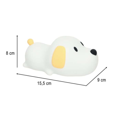 Lampă de noapte pentru copii, silicon, LED, USB, alb, câine [8]