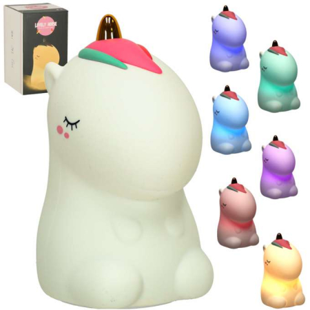 Camera Copilului - Lampă de veghe pentru copii, silicon, tactil, LED, alb, RGB, unicorn