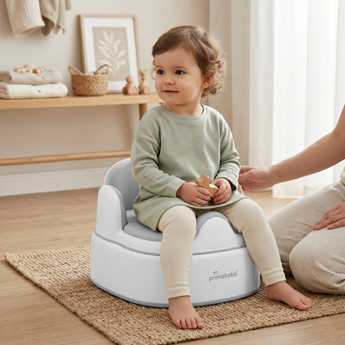 Olita multifunctionala 4 in 1 pentru copii Primabobo– Reductor WC, Inaltator, Scaun, Recipient detasabil, Perna moale, Spatar ergonomic, Anti-alunecare, Anti-stropire, Capac inclus culoare GRI [8]