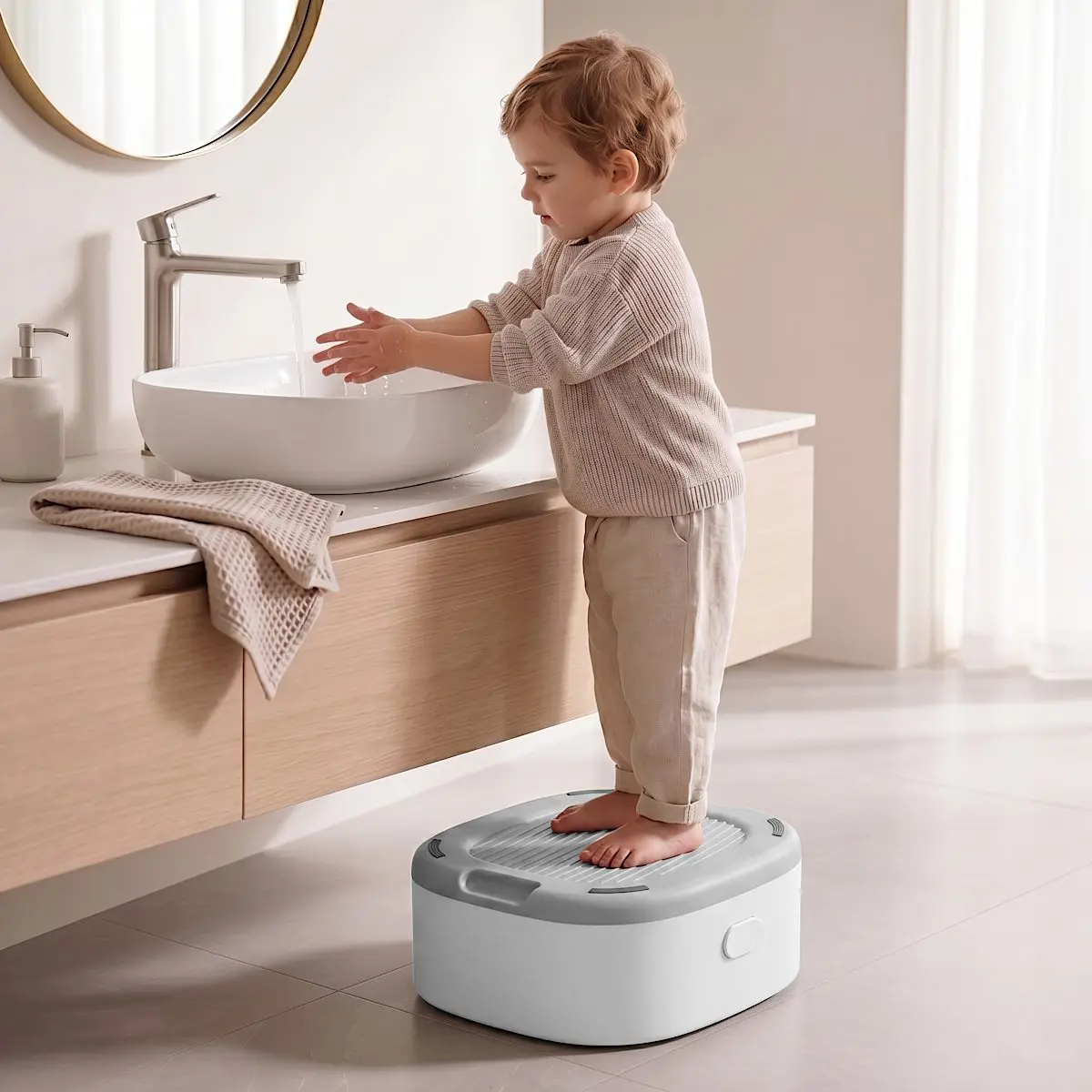 Olita multifunctionala 4 in 1 pentru copii Primabobo– Reductor WC, Inaltator, Scaun, Recipient detasabil, Perna moale, Spatar ergonomic, Anti-alunecare, Anti-stropire, Capac inclus culoare GRI [12]