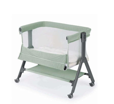 Pătuț Co-Sleeping Sempreconte Air – verde menta, Pătuț Bebe Atașabil, Laterale Detașabile și Reglaj pe Înălțime