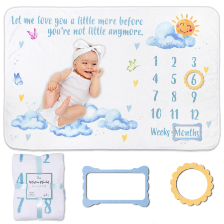 Pǎturici Aniversare - Păturica aniversara Milestone Norișori - 100x150cm