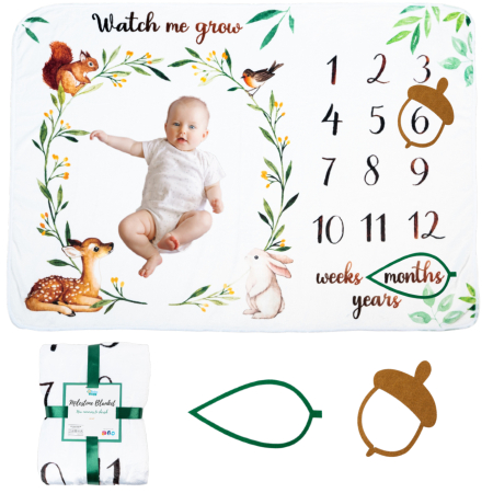 Pǎturici Aniversare - Păturica aniversara Milestone Animăluțe - 100x150 cm