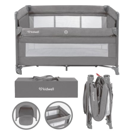 Patuțuri Pliabile - Pătuț de călătorie cu două niveluri BLISSY Lift ,culoare GRI