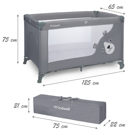 Pătuț de călătorie cu un singur nivel BLISSY BASIC ,culoare GRI [3]