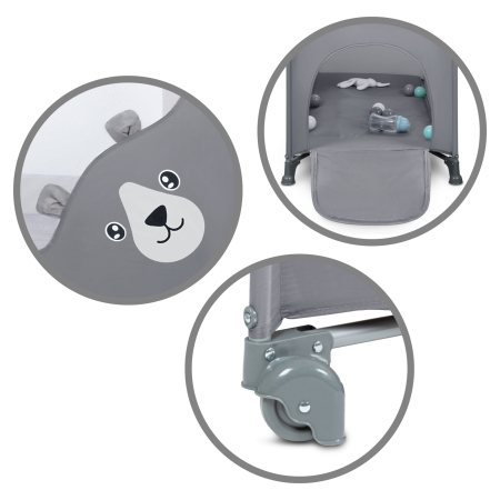 Pătuț de călătorie cu un singur nivel BLISSY BASIC ,culoare GRI [6]