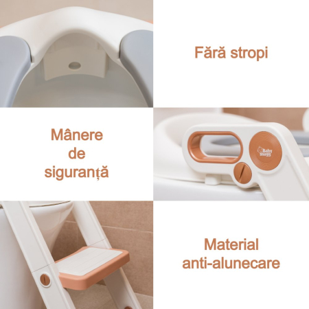 Reductor WC copii cu scarita pliabila si sezut moale Babysnugg – cu trepte ajustabile pentru toaleta ovala (40-47cm), Alb [2]