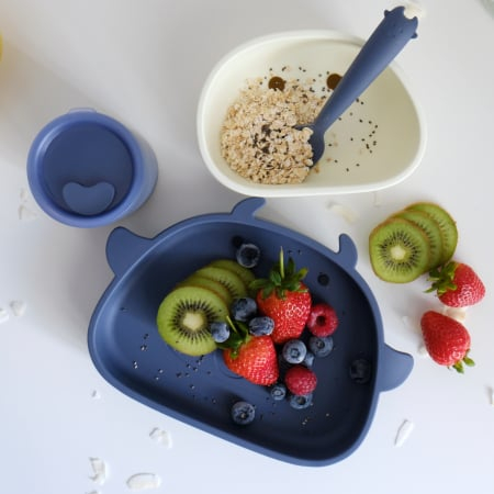 Set hranire bebelusi pentru diversificare din silicon, 6+ luni, Albastru [1]