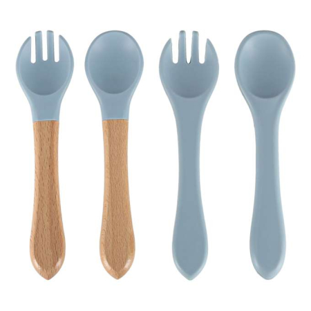 Set hranire din silicon pentru copii ,ursulet , 8 elemente, albastru [7]