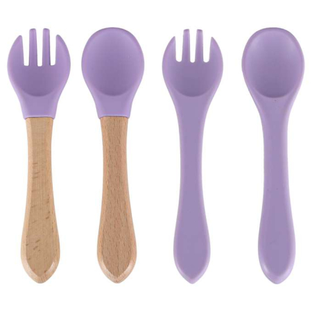 Set hranire din silicon pentru copii ,ursulet , 8 elemente, violet [8]