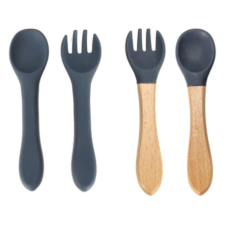 Set hrănire din silicon pentru copii,veveriță, 9 elemente, albastru închis [5]