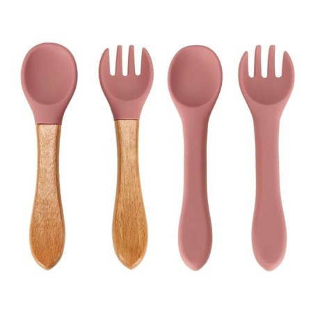 Set hrănire din silicon pentru copii ,veveriță, 9 elemente, roz închis [7]