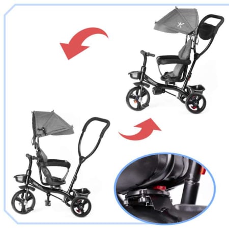 Tricicletă Trike Fix Lite 3 în 1 cu copertină pivotantă reglabilă, GRI [15]