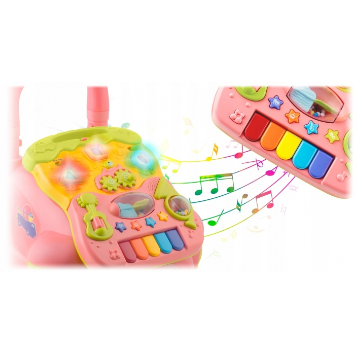 Antemergator 2 in 1 cu diverse activitati si muzica Ricokids RK-744 - Roz [2]