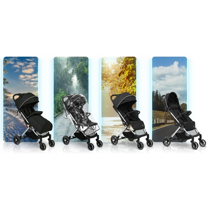 Carucior sport pentru copii, 78 x 33 x 104 cm, Nukido Paseo 716000 - Negru [2]